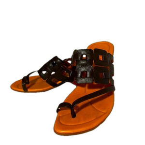 Think ! Leather vintage Y2K heeled cage sandals flip flop 36